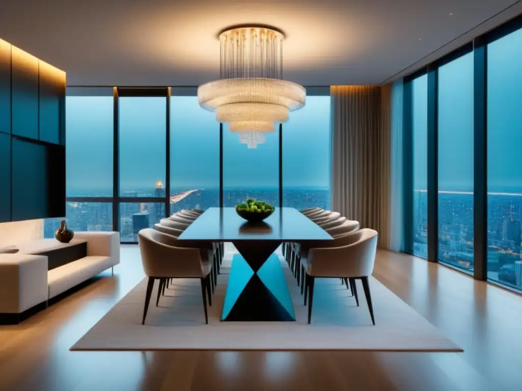 Impacto del diseño y la arquitectura en bienes raíces de lujo: penthouse moderno con vistas a la ciudad y mobiliario elegante