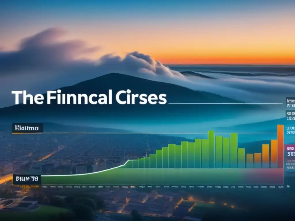 Timeline de crisis financieras: impacto en mercados inmobiliarios Impacto financiero en el mercado inmobiliario durante la Gran Depresión hasta hoy, reflejado en una detallada ilustración