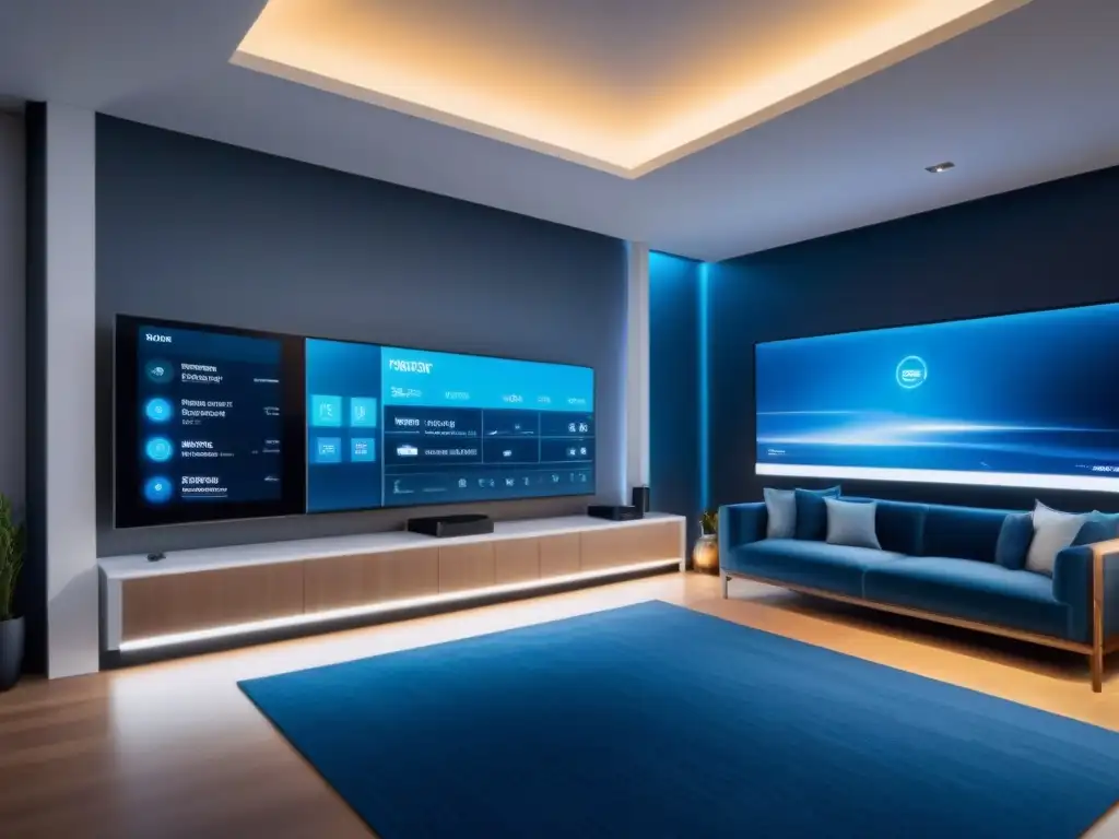 Impacto IoT en gestión de propiedades inmobiliarias en un centro de control futurista y sofisticado, con dispositivos de vanguardia integrados
