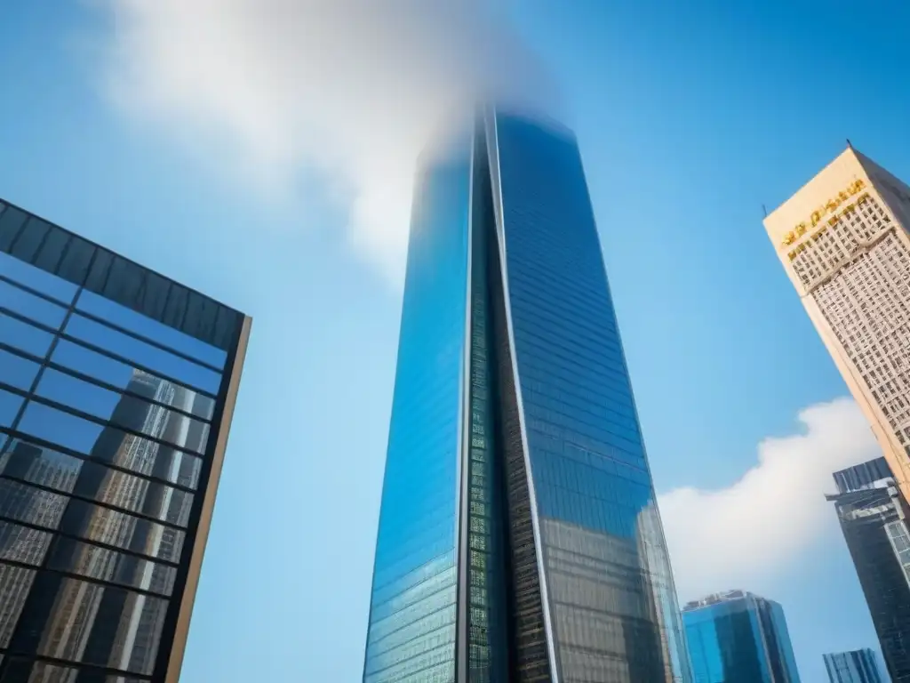 Rascacielos de lujo: reflejo de la ciudad vibrante 'Imponente rascacielos moderno reflejando la ciudad vibrante, simbolizando oportunidades de inversión