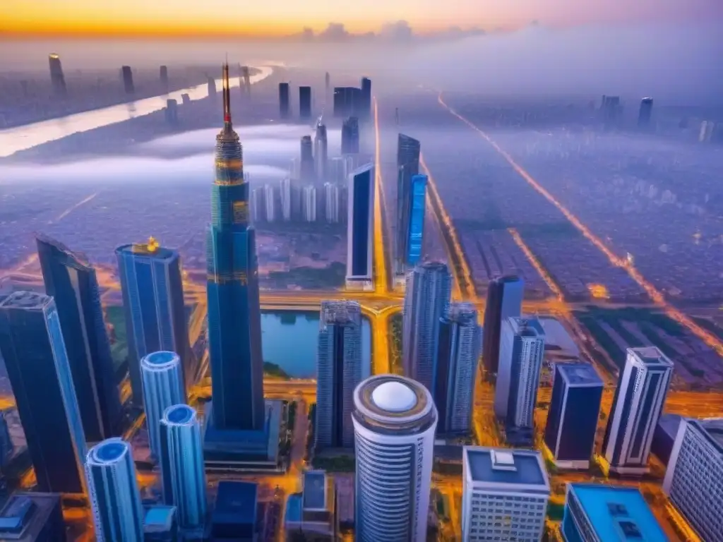Panorámica urbana de África: ¡oportunidades de inversión en bienes raíces! Impresionante ciudad africana con rascacielos, calles vibrantes y construcciones