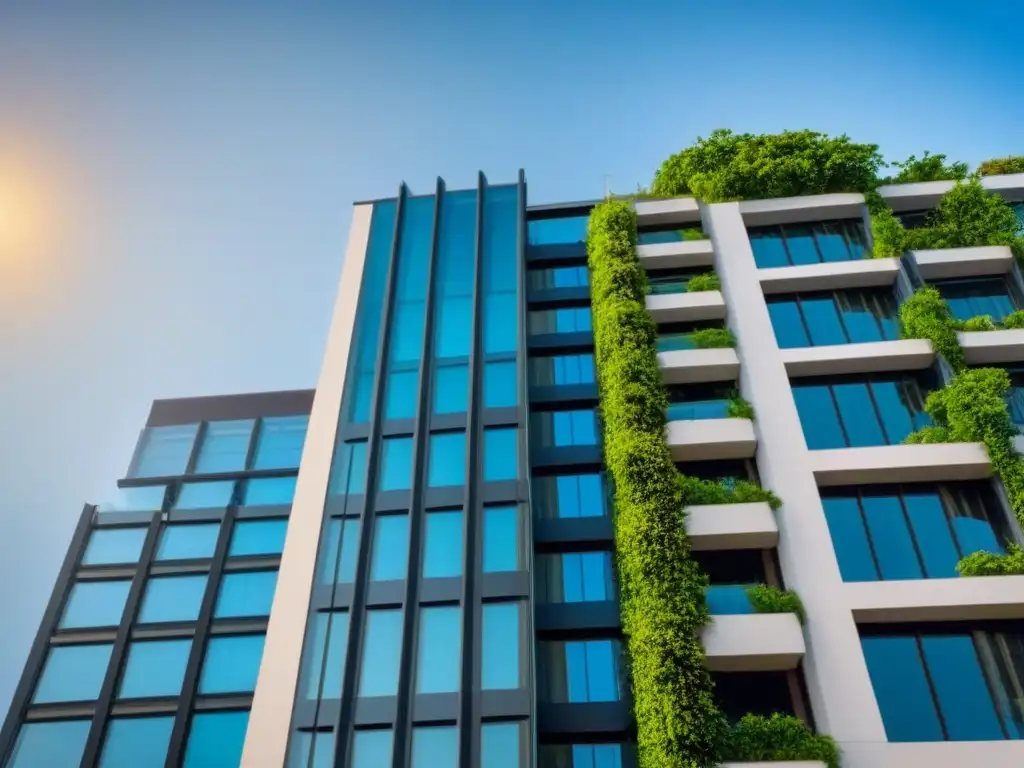 Edificio de lujo y seguridad: inversión inmobiliaria rentable Impresionante rascacielos rodeado de vegetación, lujo y seguridad