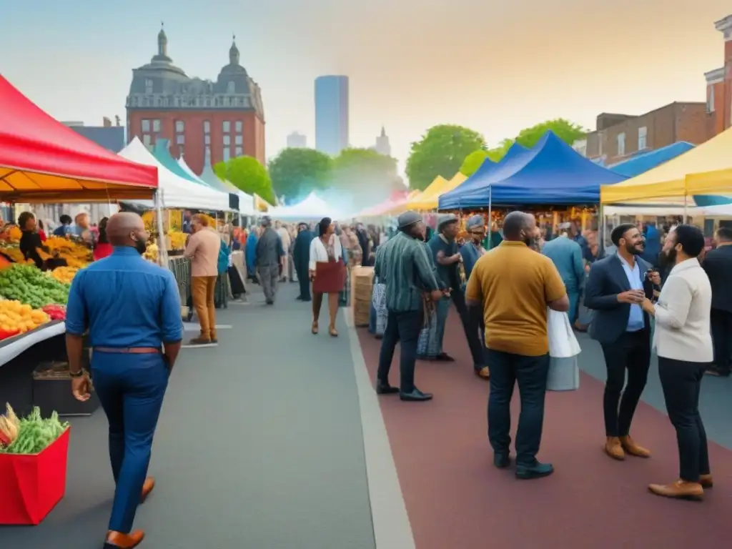 Mercado comunitario: diversidad y conexión en la ciudad La influencia de una comunidad próspera en decisiones de compra de propiedad, en un animado mercado urbano