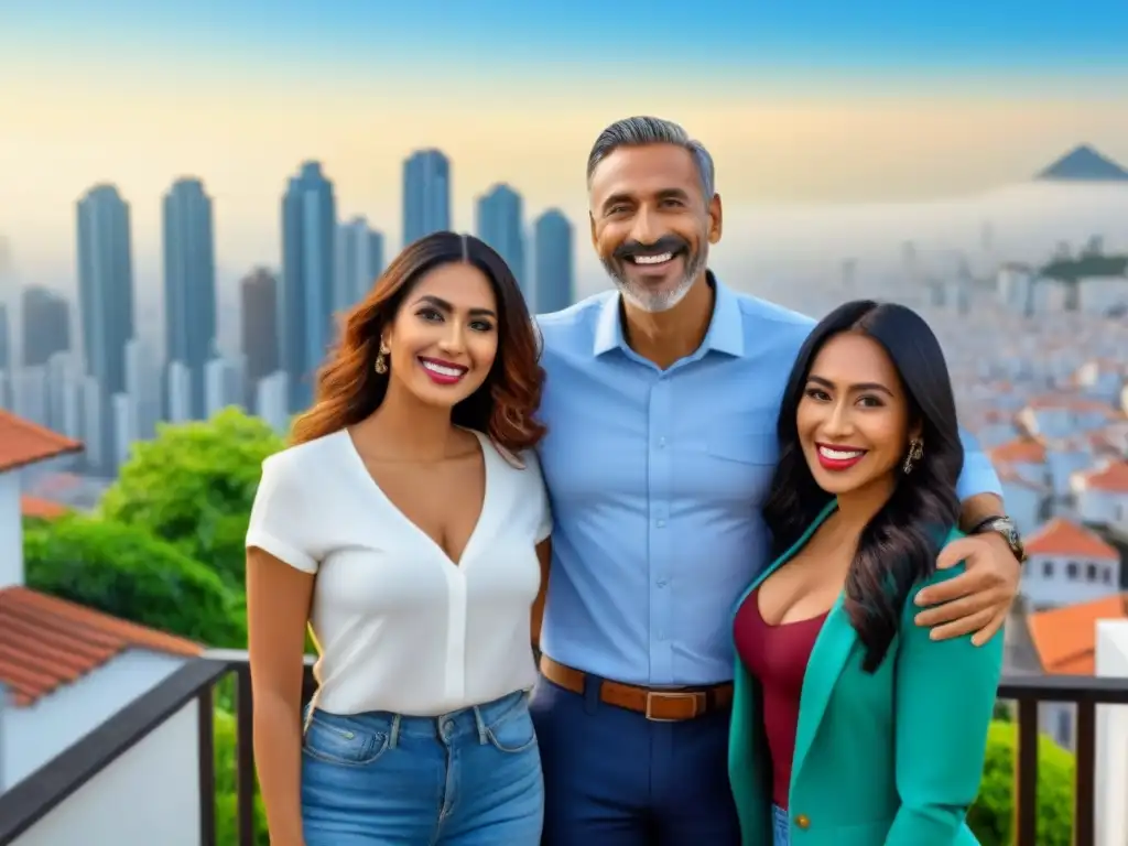 Comparación préstamos inmobiliarios América: Diversidad de familias felices en sus nuevos hogares en Latinoamérica