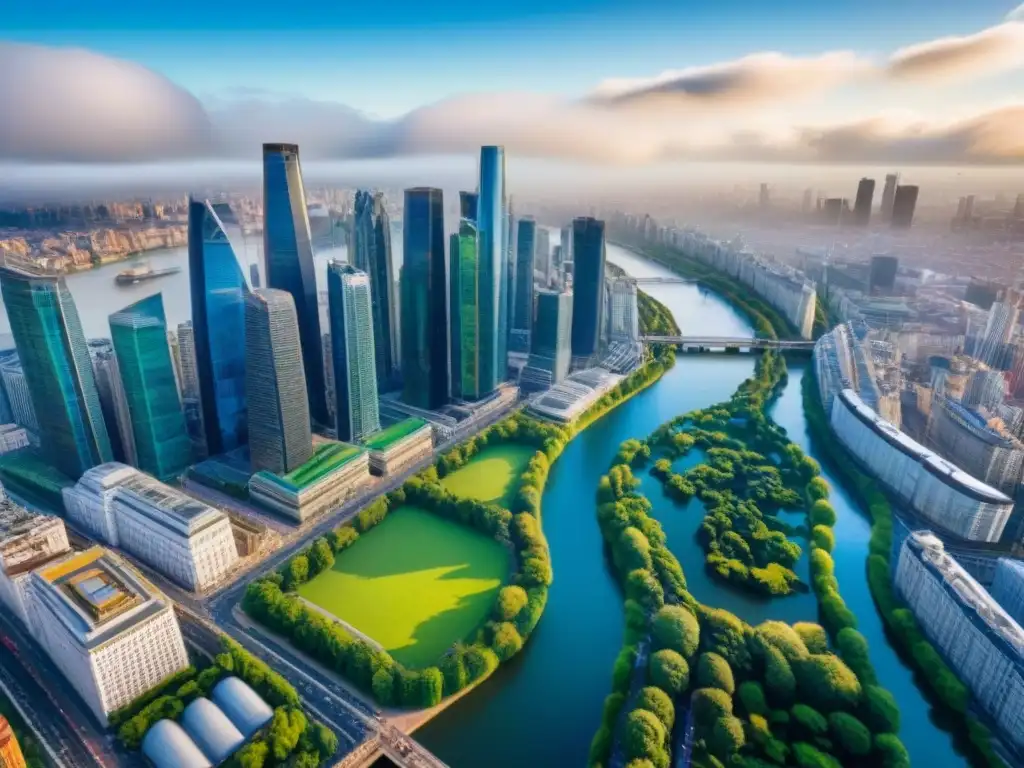 Inversiones inmobiliarias globales: ciudad diversa y dinámica Invertir en inmuebles fuera país: mezcla de rascacielos modernos y edificios históricos en una ciudad vibrante y diversa