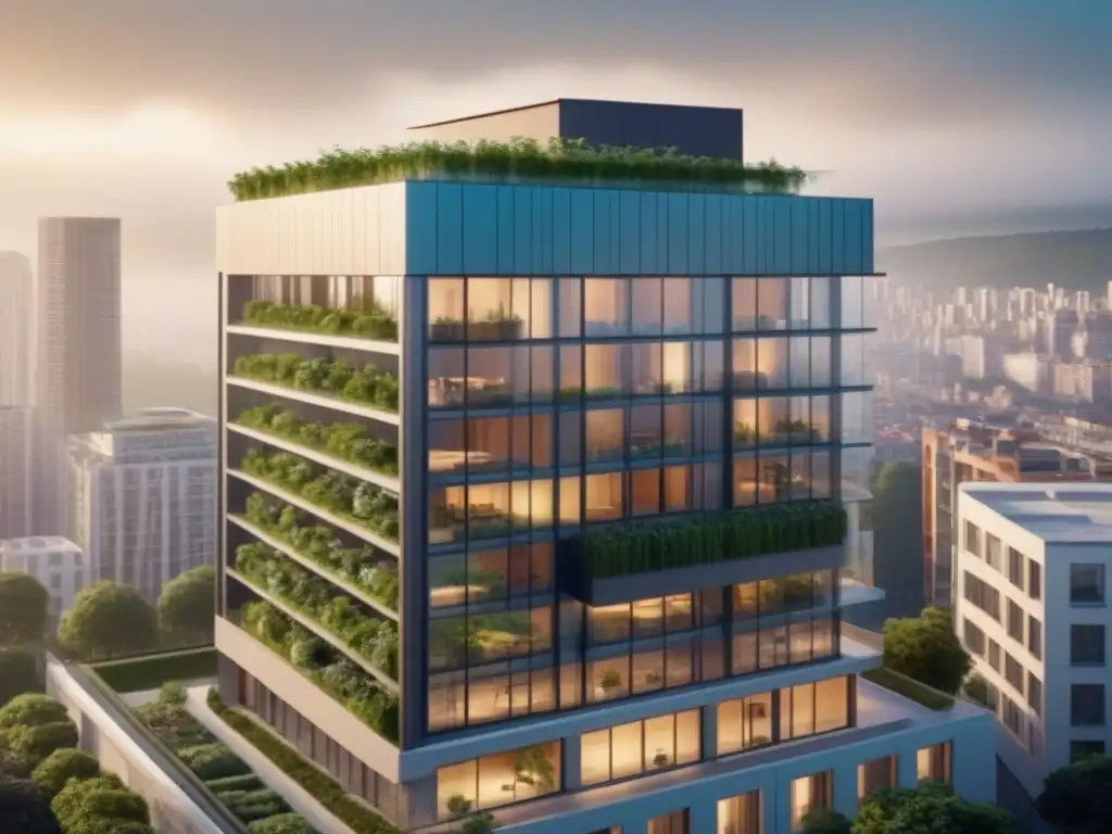 Arquitectura híbrida: diseño moderno y sostenible en la ciudad Innovador diseño arquitectónico híbrido en una ciudad vibrante