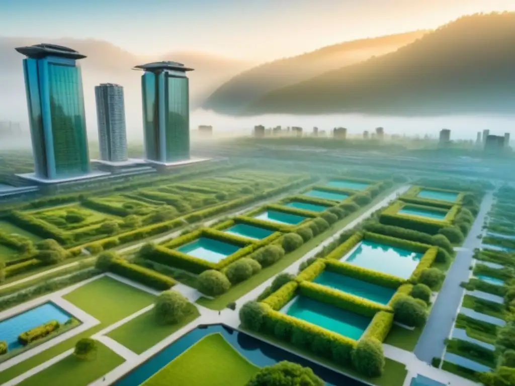 Proyecto urbano sostenible: diseño arquitectónico detallado en 8k Inspirador proyecto urbano sostenible con detalles modernos y normativa construcción desarrollador inmobiliario