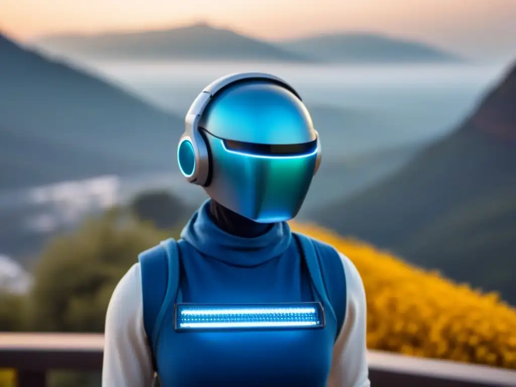 Interfaz de chatbot para bienes raíces: moderna y futurista Interfaz de chatbot futurista para el sector inmobiliario, con colores metálicos y avatar amigable