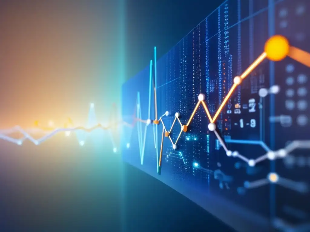 Interfaz digital avanzada con gráficos de análisis en 8k Una interfaz digital elegante muestra gráficos avanzados y datos conectados en tonos azules y blancos
