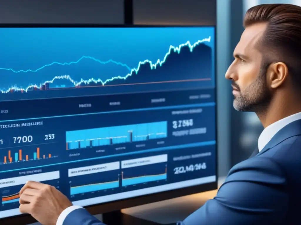 Interfaz digital futurista para gestión inmobiliaria Una interfaz digital futurista y sofisticada de las mejores aplicaciones de gestión inmobiliaria, con gráficos nítidos y colores azules y metálicos