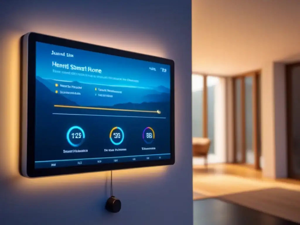 Automatización hipotecaria: Casa inteligente futurista Interfaz futurista controlando automatización préstamos inmobiliarios en casa moderna