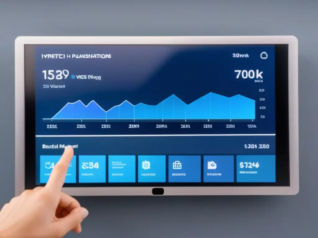 Plataforma Proptech: Interfaz Futurista 8k Interfaz futurista de plataforma Proptech para gestión de alquileres