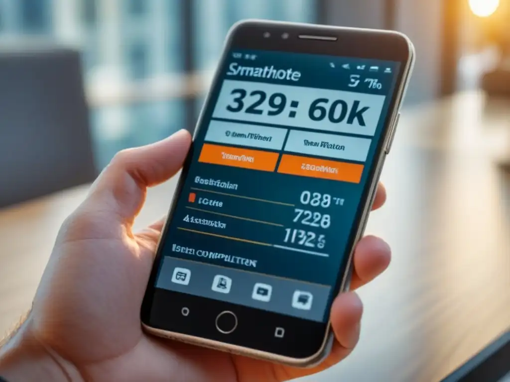 Interfaz innovadora de app de financiamiento inmobiliario en smartphone 8k Una interfaz innovadora de aplicaciones móviles financiamiento inmobiliario en un smartphone moderno