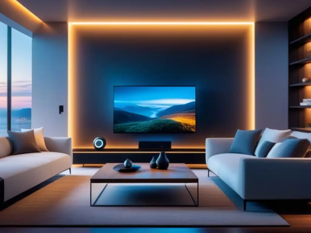 Interior de hogar inteligente con tecnología de vanguardia Interior moderno de casa inteligente con domótica en préstamos inmobiliarios