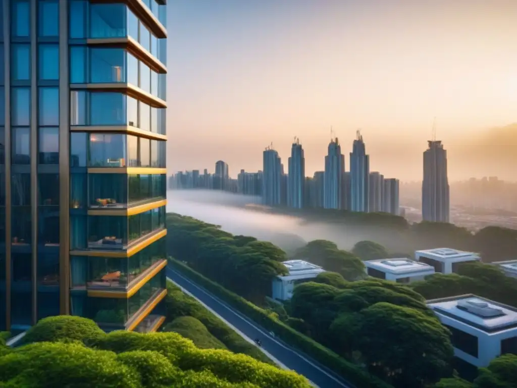 Edificio de lujo al atardecer: inversión inmobiliaria rentable Inversión en bienes raíces de alto rendimiento con Ventajas crowdfunding inmobiliario alto rendimiento