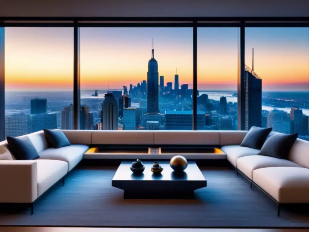 Penthouse de lujo con diseño moderno y tecnología inteligente en la ciudad Inversión inmobiliaria basada en datos: Lujoso ático moderno con vista a la ciudad, diseño interior contemporáneo y tecnología domótica