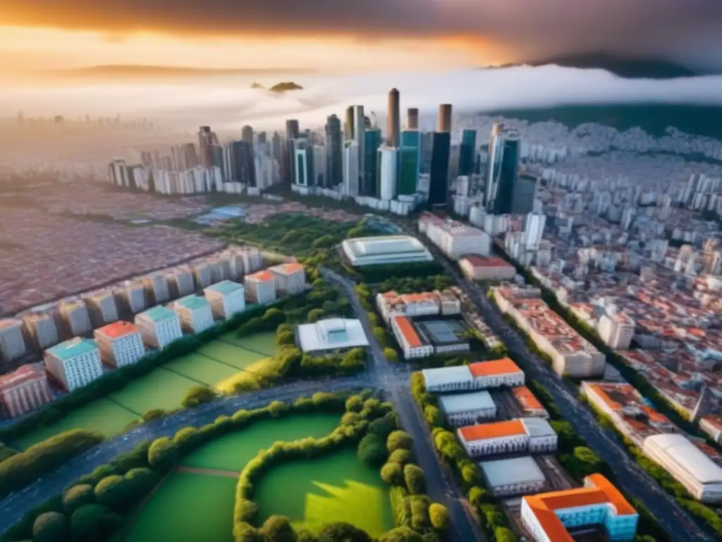 Horizonte vibrante: real estate en Latinoamérica Inversión inmobiliaria en América Latina: Ciudad vibrante con modernos rascacielos y arquitectura histórica