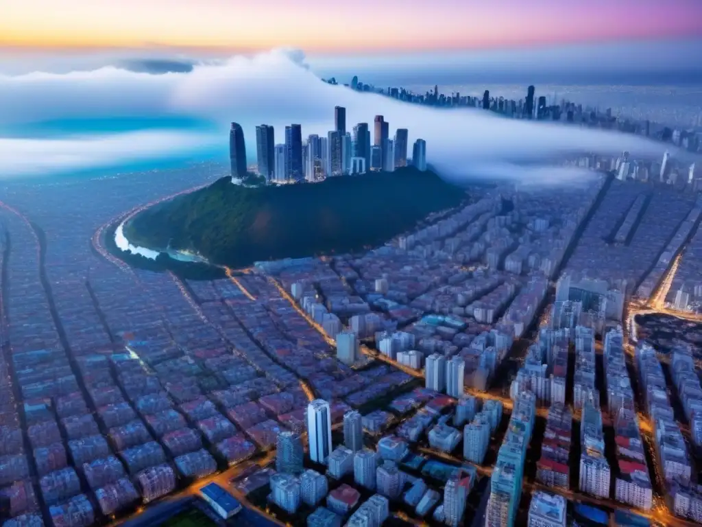 Inversión inmobiliaria en América Latina: ciudad vibrante y moderna Inversión inmobiliaria en América Latina: Una vista aérea impresionante de un vibrante paisaje urbano en América Latina, con rascacielos modernos y calles bulliciosas llenas de edificios coloridos
