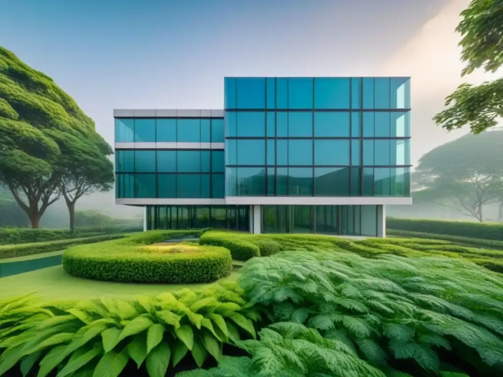 Edificio moderno rodeado de naturaleza: inversión inmobiliaria próspera Inversión inmobiliaria segura y próspera: edificio moderno rodeado de exuberante vegetación