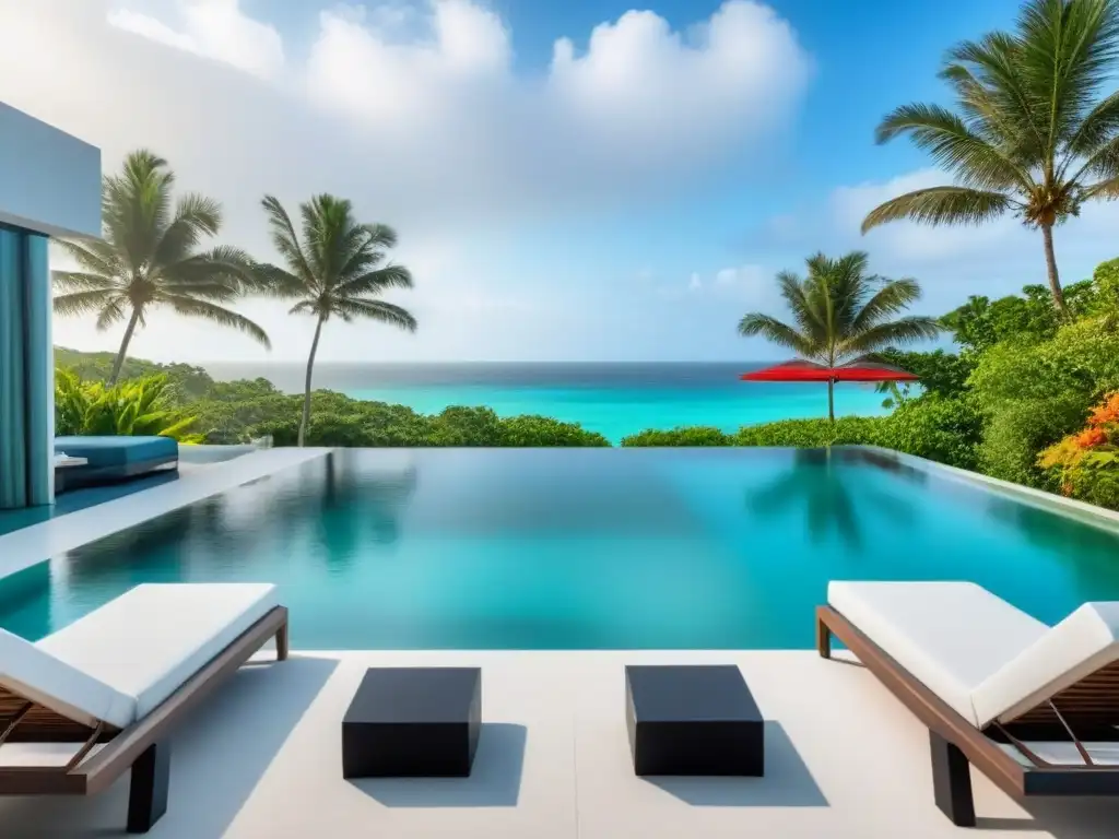 Resort de lujo frente al mar: arquitectura contemporánea y relax Inversión en resorts turísticos: Resort de lujo moderno en la playa, arquitectura elegante, piscinas infinitas y paisajismo tropical exuberante
