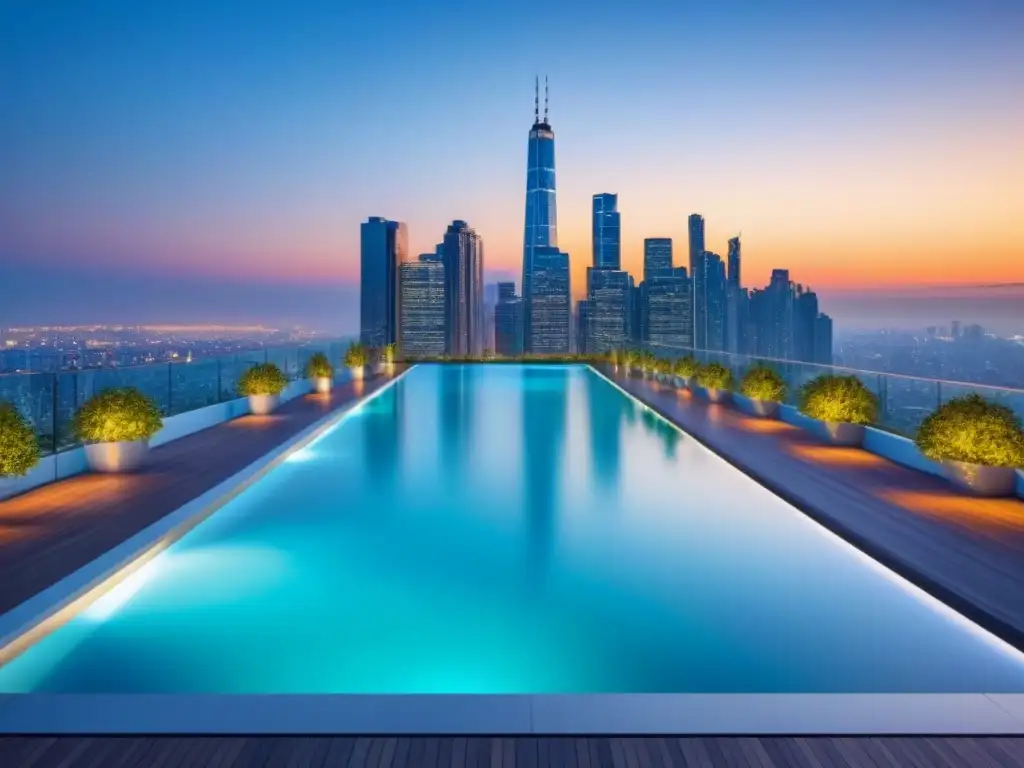 Edificio de lujo con vistas panorámicas al atardecer Inversiones inmobiliarias internacionales diversificación: Edificio de lujo con vistas panorámicas al atardecer en la ciudad