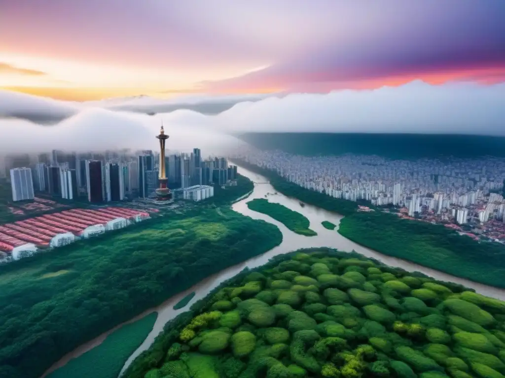 Metrópolis vibrante: modernidad y tradición en Latinoamérica Inversiones inmobiliarias América Latina 2023: Una ciudad bulliciosa mezcla modernidad y tradición, rodeada de naturaleza y río