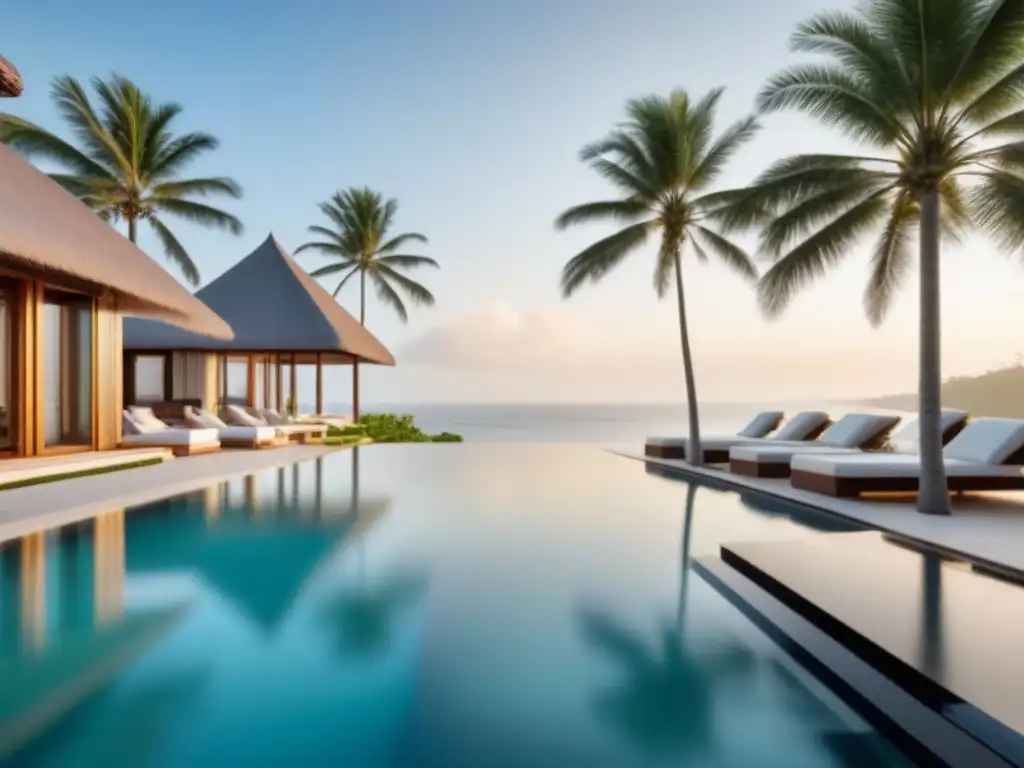 Resort de lujo en paraíso tropical: piscina infinita con vista al mar Inversiones inmobiliarias en resorts: lujoso resort contemporáneo con piscina infinita y vista al mar