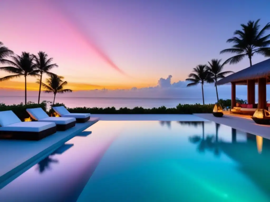Resort de lujo frente al mar: piscina infinita y atardecer espectacular Inversiones en propiedades vacacionales: Exclusivo resort de lujo frente al mar con piscina infinita y playa de arena blanca