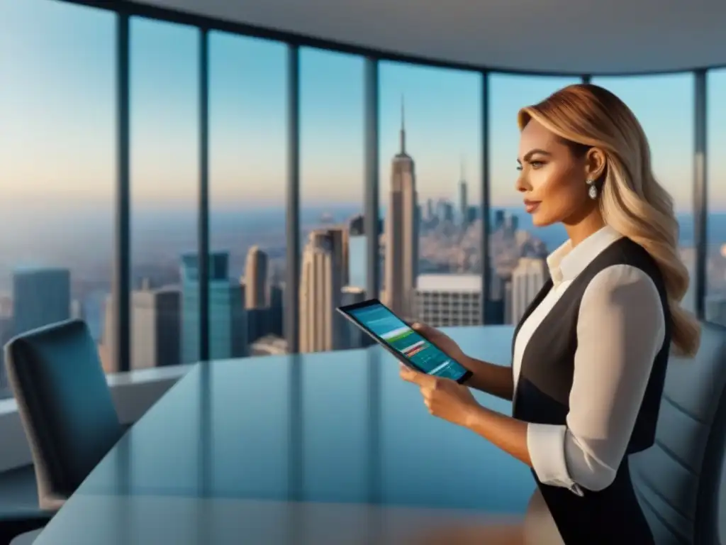 Inversores analizan oportunidades inmobiliarias en oficina moderna Inversores analizan crowdfunding inmobiliario en moderna oficina con vista panorámica