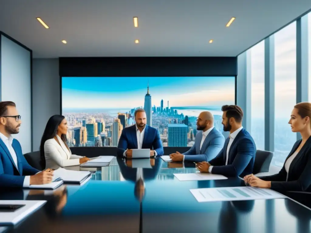 Inversores internacionales en reunión de negocios Inversores internacionales maximizan ganancias en reunión inmobiliaria global