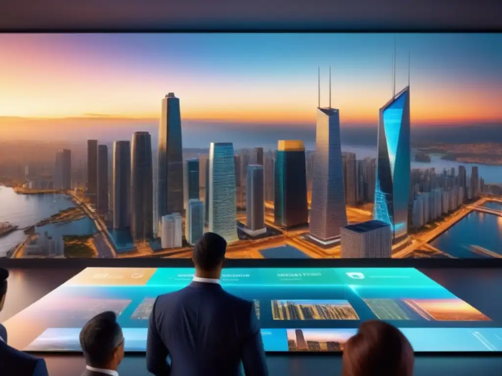 Inversionistas analizan propiedades en Latinoamérica Inversores analizan propiedades en holograma en mercado inmobiliario de Latinoamérica