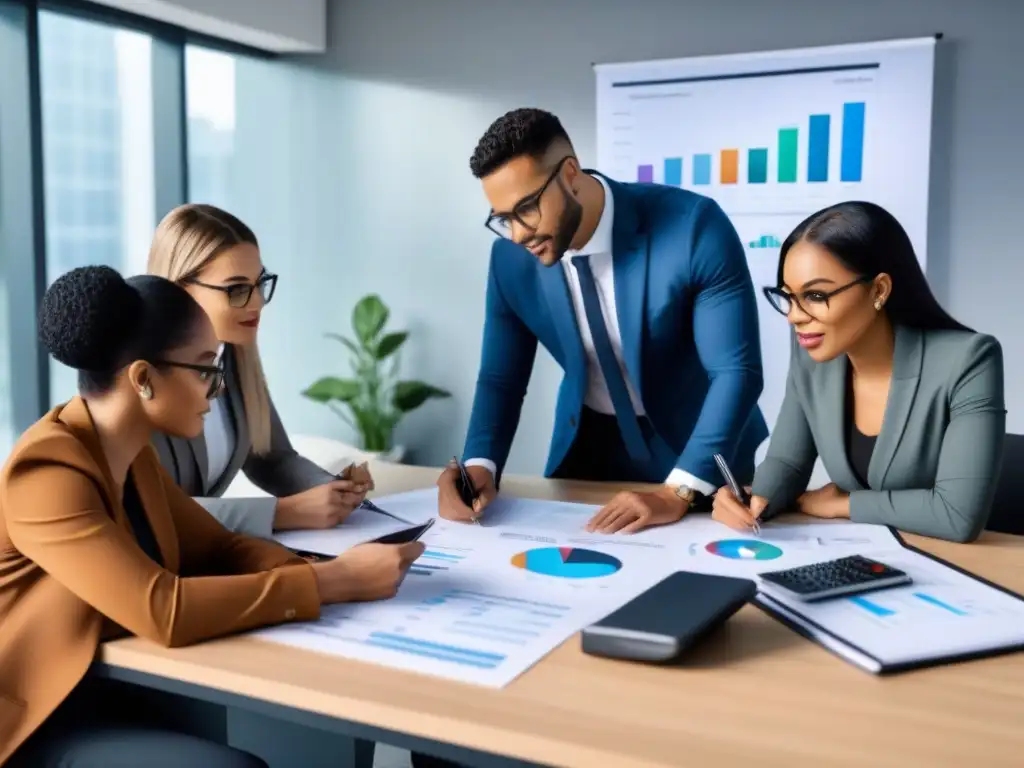 Jóvenes profesionales planificando juntos sus primeras viviendas Jóvenes profesionales diversidad planifican presupuesto y ahorro para comprar casa primera