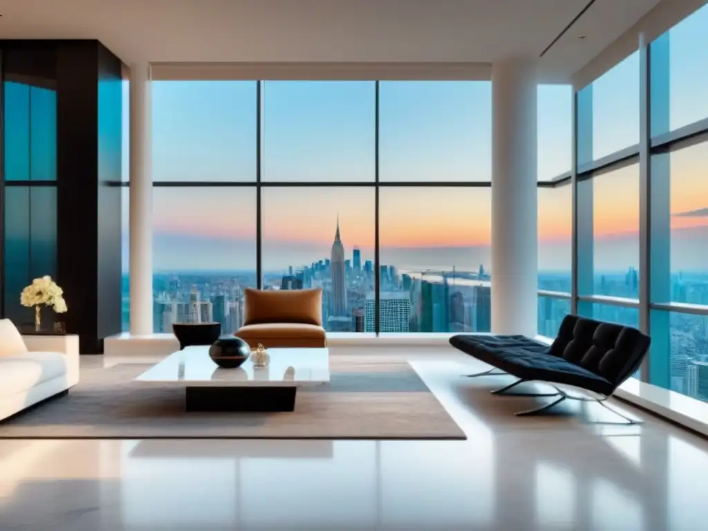 Penthouse de lujo con vista panorámica en ciudad Lujo y sofisticación en un penthouse moderno con vista panorámica