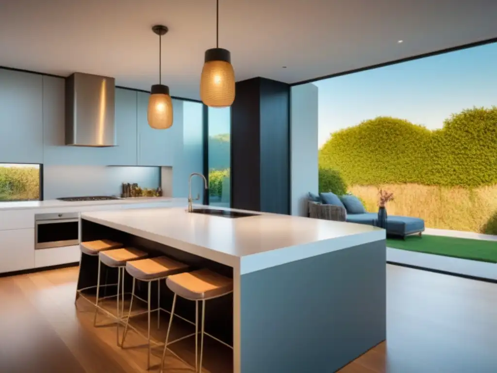 Una lujosa cocina moderna con elegantes mejoras estratégicas para incrementar alquiler
