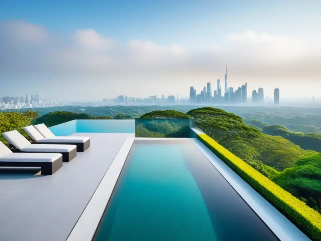 Residencia de lujo con vista a la ciudad: inversión inteligente Una lujosa propiedad de lujo con inversión inteligente, rodeada de exuberante vegetación, una piscina infinita y una ciudad vibrante al fondo