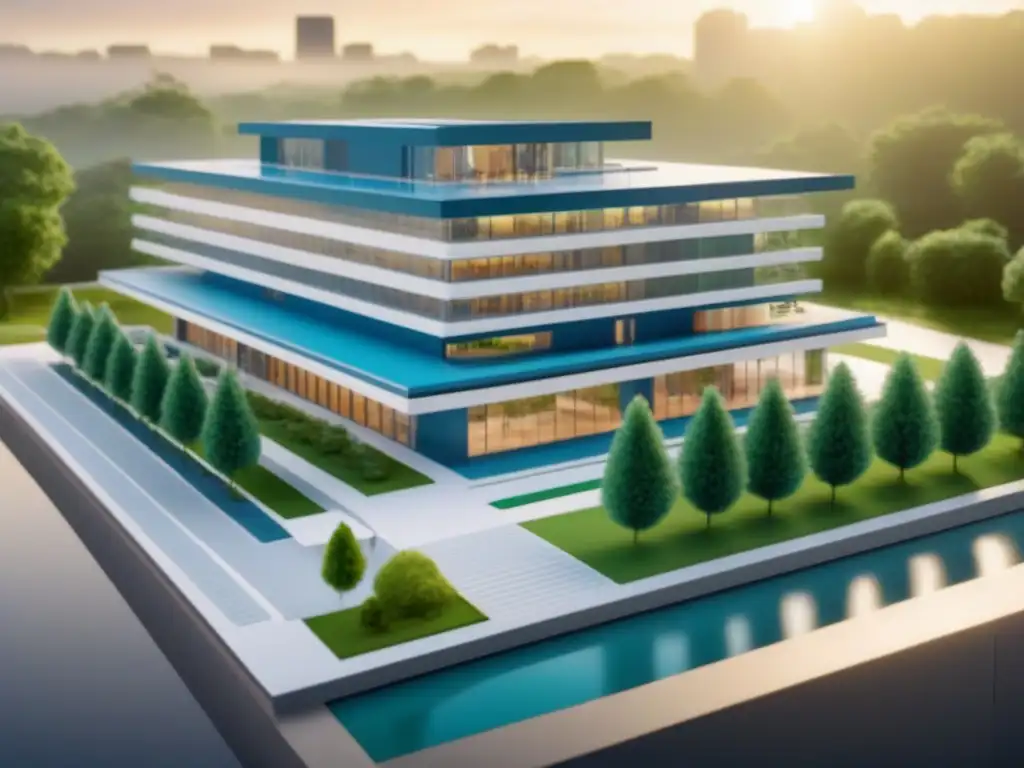 Edificio inteligente inclusivo: innovación arquitectónica Maqueta 3D de edificio accesible con mejoras accesibilidad mercado inmobiliario