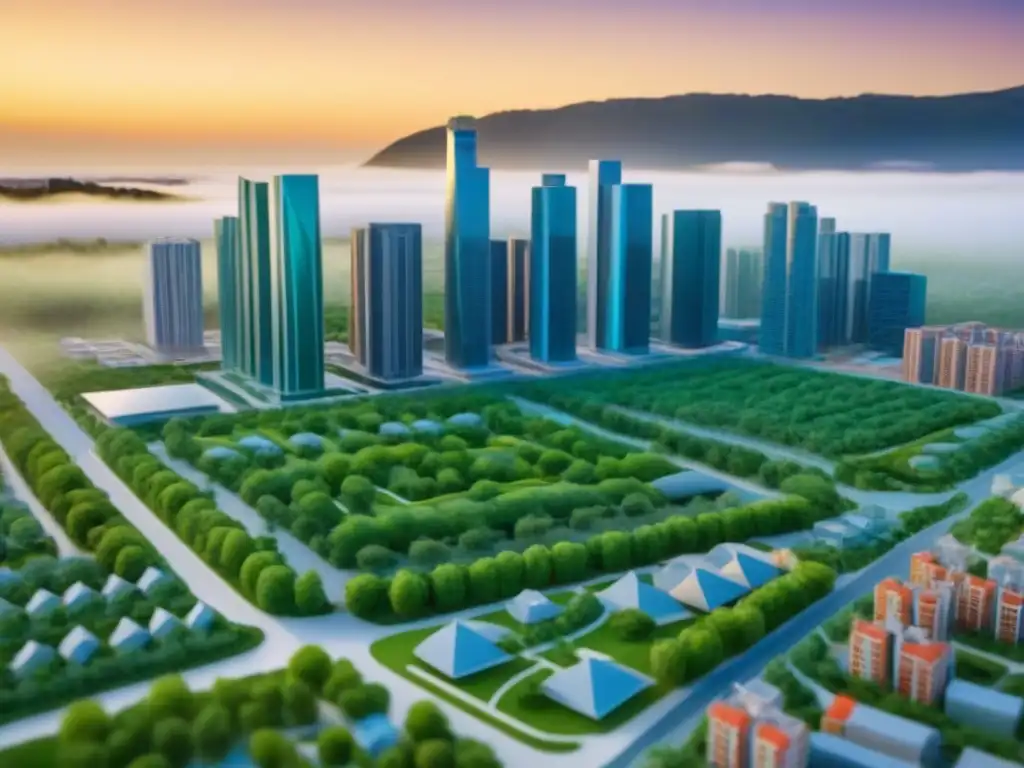 Modelo arquitectónico 8k: desarrollo inmobiliario mixto innovador Un modelo arquitectónico detallado en 8k muestra un proyecto de desarrollo inmobiliario con financiamiento mixto