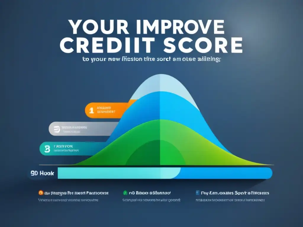 Infografía moderna sobre cómo mejorar tu puntuación de crédito para inversores, con diseño profesional en azules y verdes