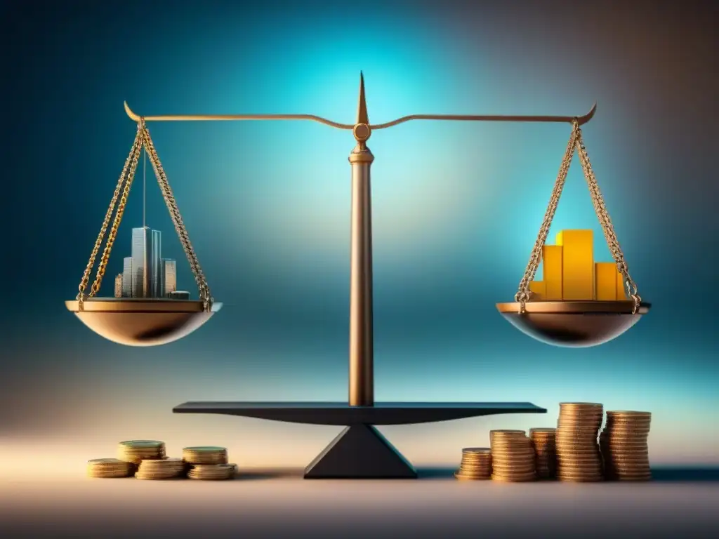 Protege tu inversión: real estate frente a inflación Ilustración moderna detallada: la inflación afecta la deuda inmobiliaria, se equilibra con inversión segura