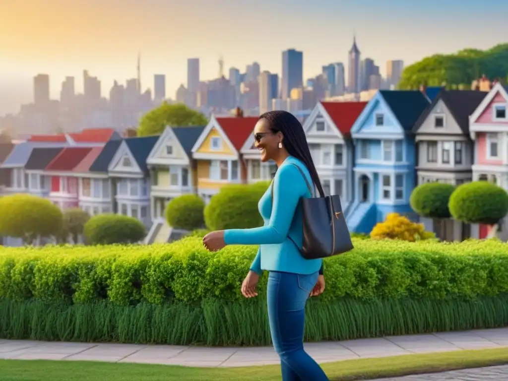 Una ilustración moderna de diversidad y unidad frente a casas, simbolizando acceso a subsidios de vivienda ayudas estatales