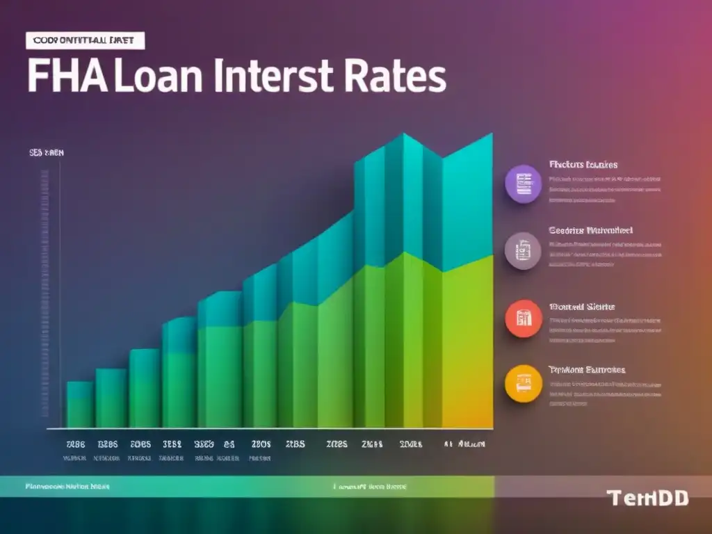 Comparativa moderna de tasas de interés: FHA vs Una moderna infografía comparando tasas de interés de préstamos FHA inmobiliarios con préstamos convencionales