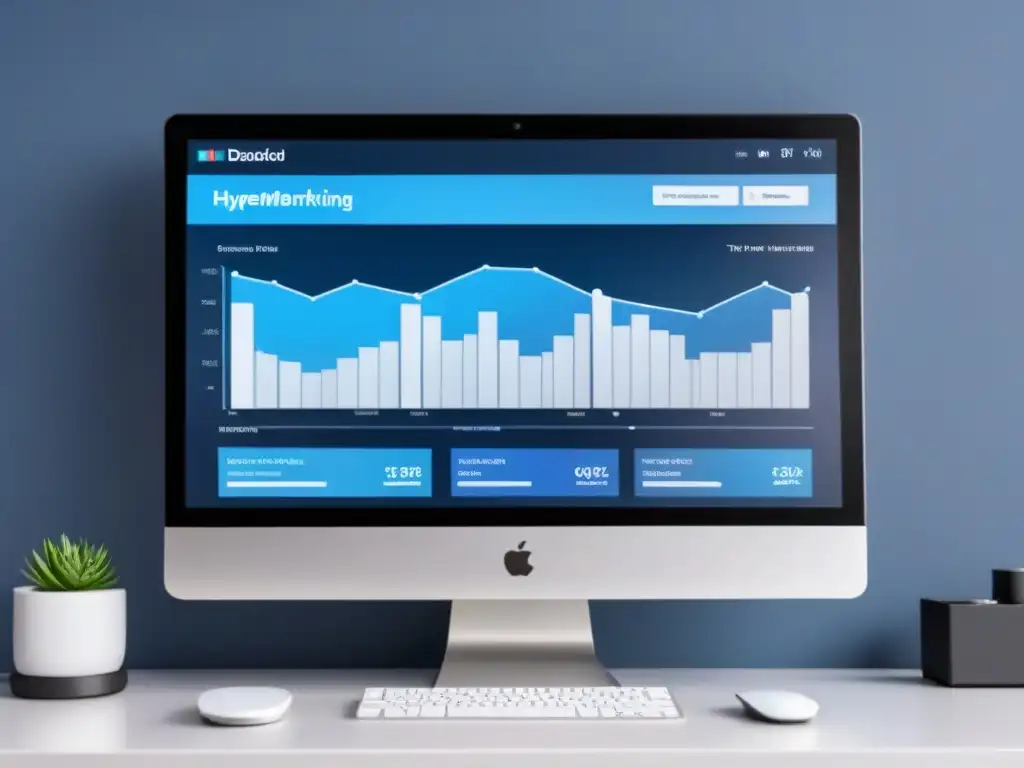 Un moderno panel de marketing para flipping de propiedades con gráficos y analíticas en tiempo real en tonos azules y grises