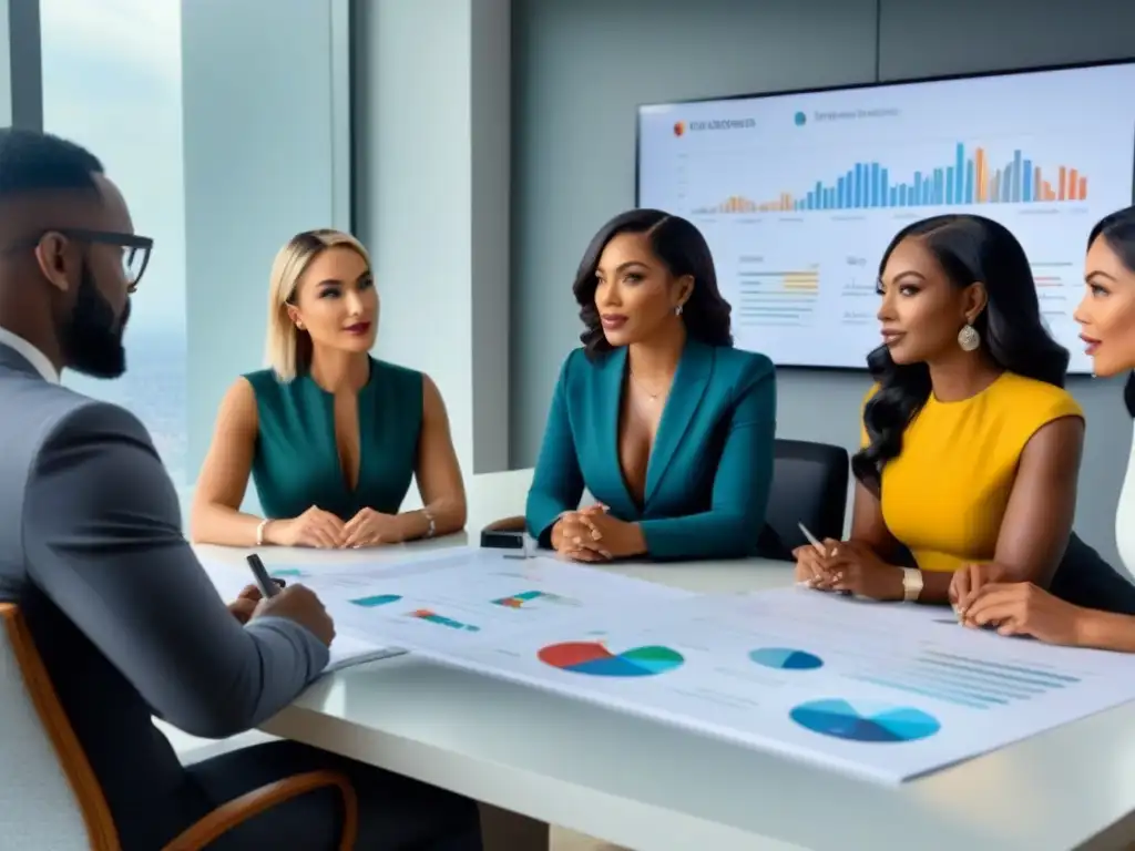 Equipo diverso analiza opciones de financiamiento inmobiliario Mujeres y minorías discuten opciones de financiamiento inmobiliario en un entorno colaborativo y diverso, rompiendo barreras