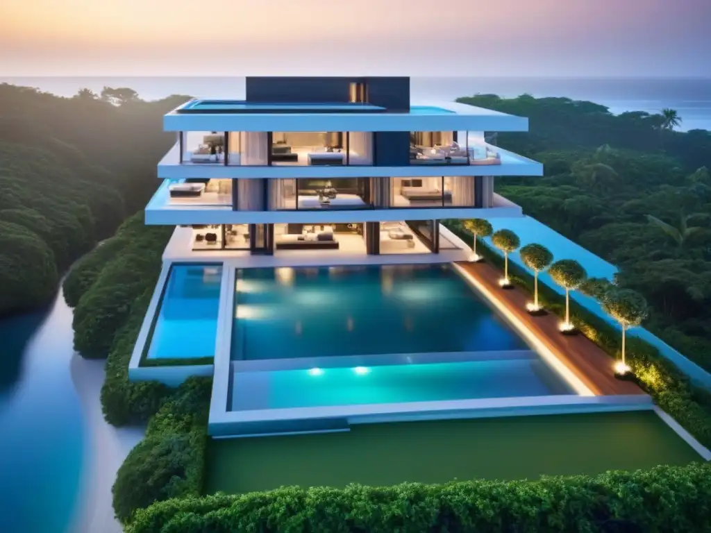 Desarrollo inmobiliario de lujo: costa, arquitectura y exclusividad Un oasis de lujo inmobiliario: arquitectura elegante, paisajes exuberantes y comodidades exclusivas