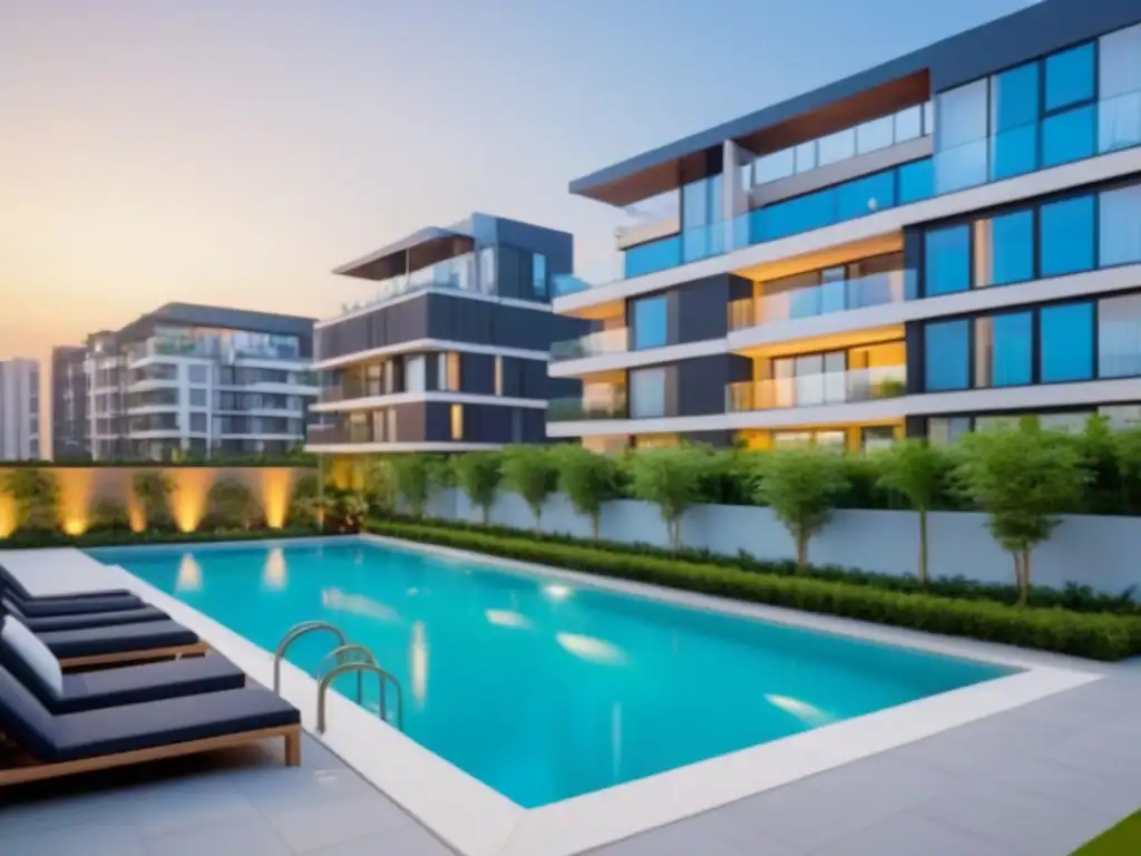 Un oasis urbano con diseño moderno y áreas verdes exuberantes