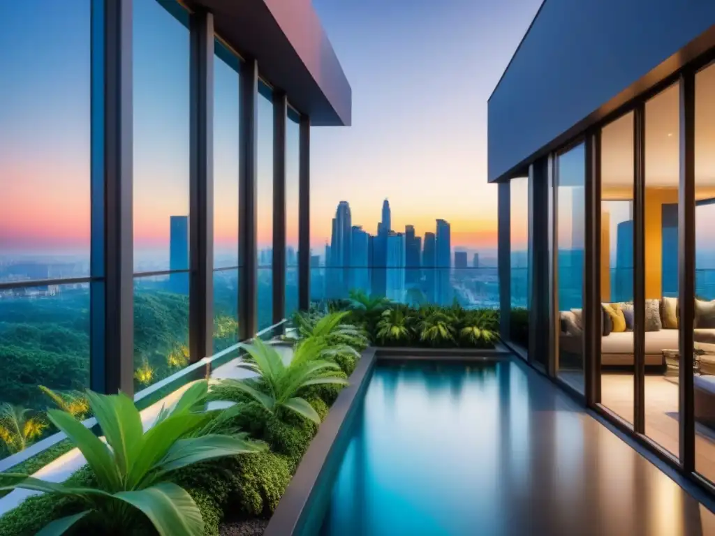 Un oasis urbano de lujo con diseño sostenible y vistas panorámicas en un complejo residencial de alta gama