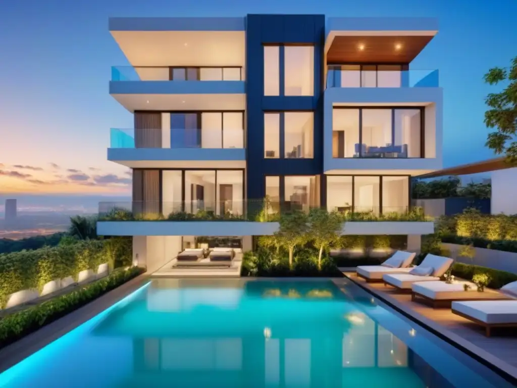 Complejo de apartamentos de lujo con diseño moderno y tecnológico Un oasis urbano moderno con diseño sofisticado, seguridad y eficiencia en gestión inmobiliaria