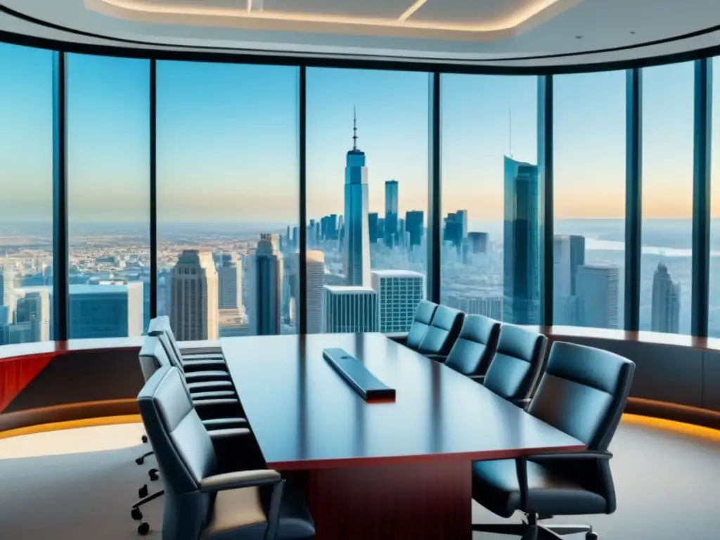Oficina legal moderna con vistas panorámicas Oficina de abogados moderna con vista panorámica a la ciudad