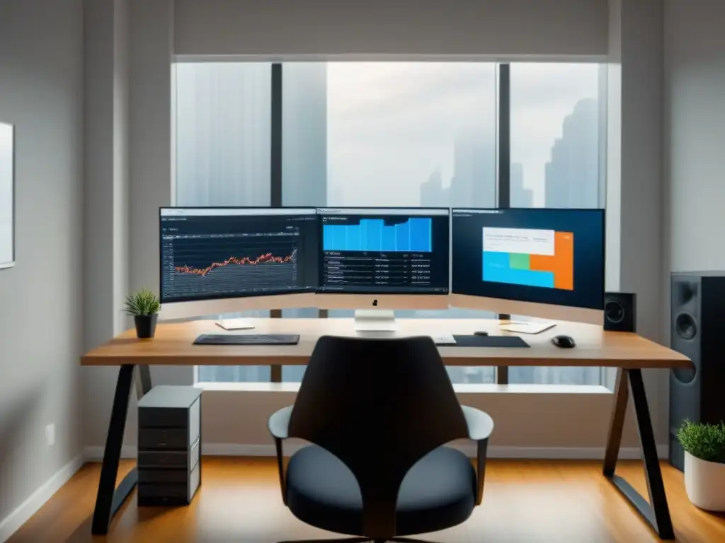 Oficina elegante con tecnología avanzada y decoración moderna, ideal para maximizar ingresos pasivos