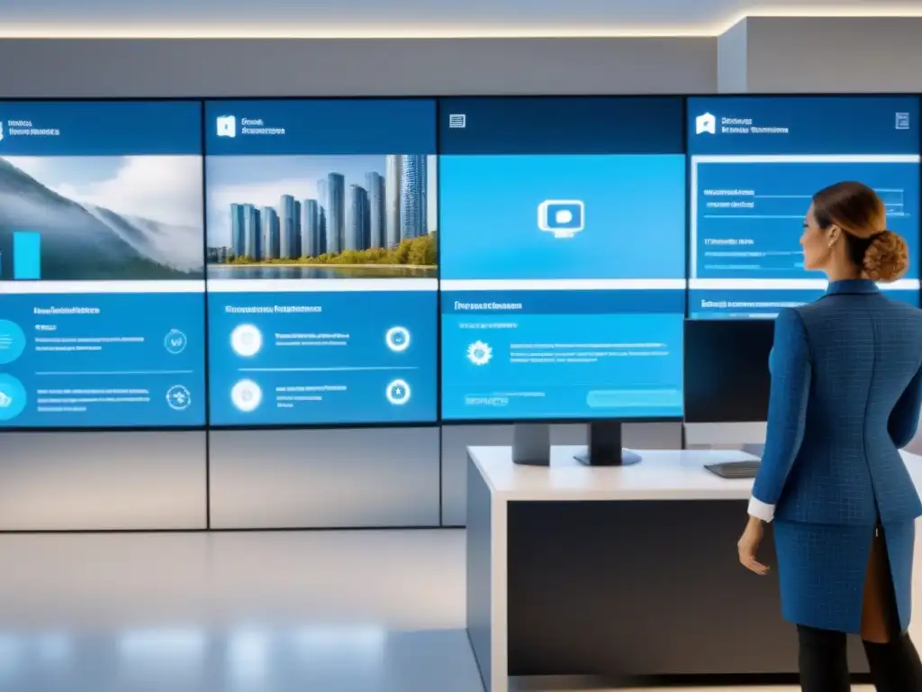 Automatización de préstamos inmobiliarios: Futuro de eficiencia Oficina futurista con sistema automatizado de préstamos inmobiliarios